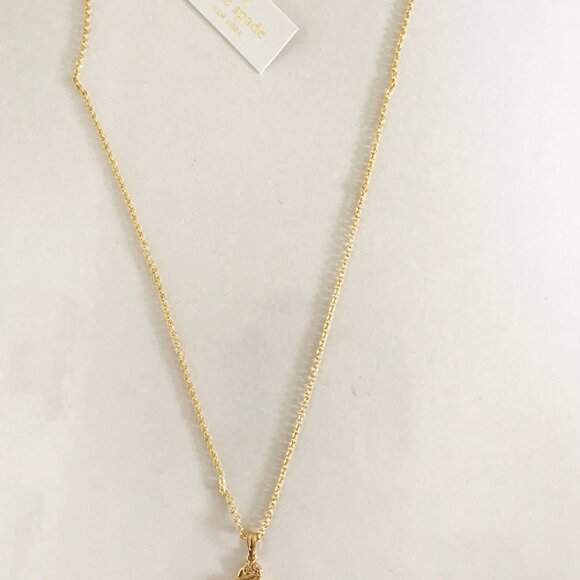 Kate Spade Gold Tone Flamingo Zircon Rhinestones Short Necklace - Picture 2 of 2